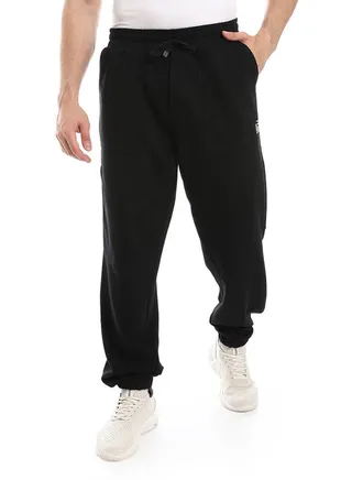 Solid Cotton Pants With Pockets - Black 