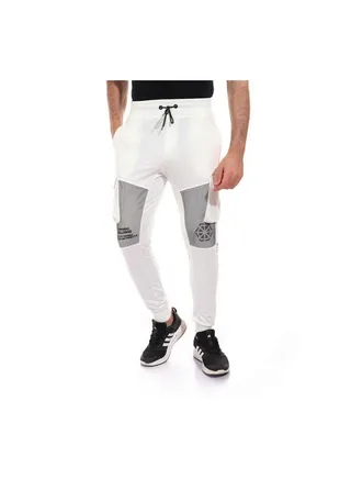 Netted Printed Cargo Sweatpants White 
