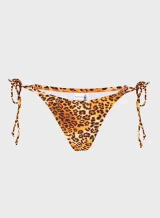 Tie Side Bikini Bottom in Leopard Print 