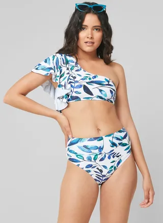 Frilled One-Shoulder Bikini Set
