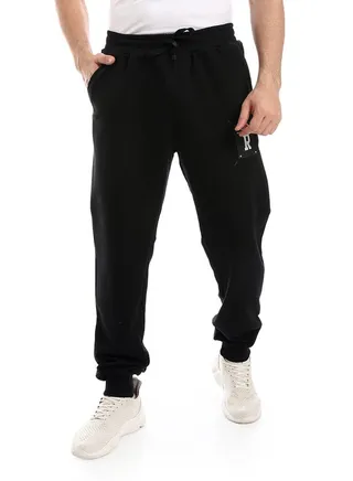 Elastic Waist With Drawstring Comfy Black Pants 