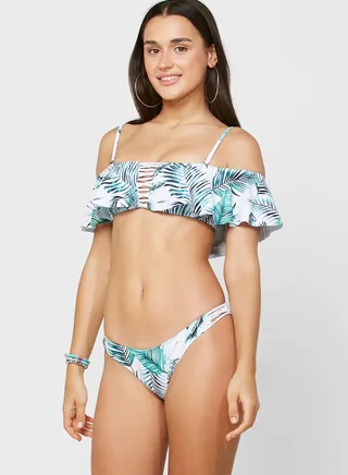 Tropical Off Shoulder Bikini Set