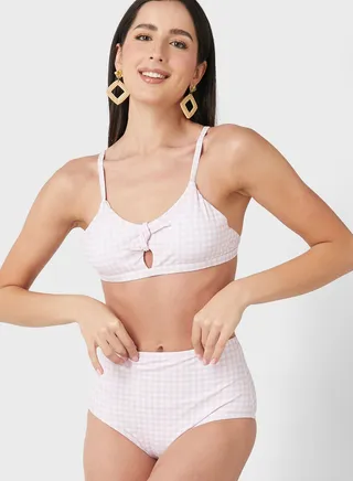 Gingham Print Bikini Set 