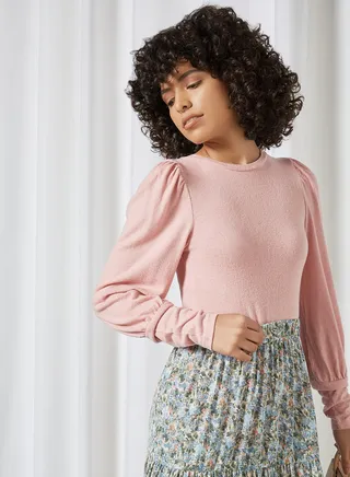 Puffed Sleeve Top Bridal Rose 