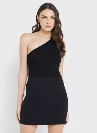 One Shoulder Ribbed Top 