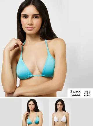 2 Pack Strap Detail Swim Top 