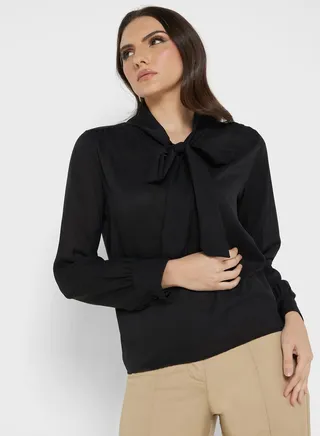 Neck Tie Detail Top