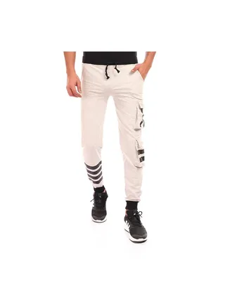 Elastic Waist Printed Baggy Sweatpants Grey 