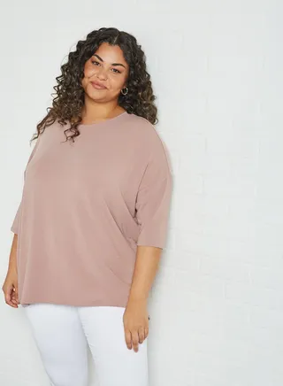 Curve Asymmetric Hem Top Adobe Rose 