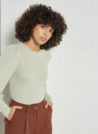 Puffed Sleeve Top Desert Sage 