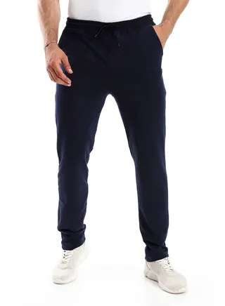 Soft Elastic Waist with Drawstring Sportive Pants - Navy Blue 