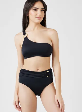 High Waist Ring Detail Swim Briefs 