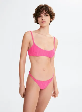 Striped Textured Bikini Top 