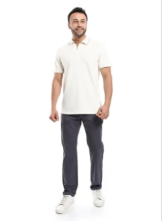 Straight Fit Gabardine Pants With Side Pockets 