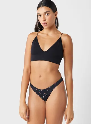 High Leg Printed Bikini Bottom 