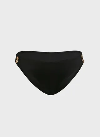 High Leg Button Detail Bikini Bottom 