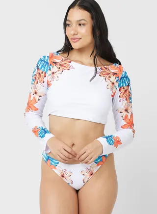 Long Sleeve Printed Bikini Set 