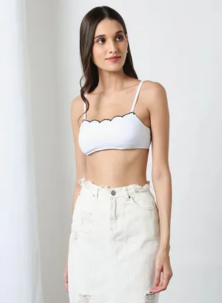 Lettuce Trim Bikini Top White 