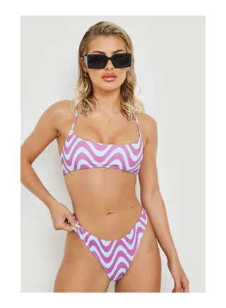 Wavy Print Hipster Bikini Brief 