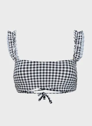 Gingham Frill Strap Bikini Top 