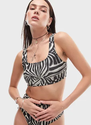 Printed Crop Bikini Top 