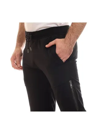 Elastic Waist With  Sweatpants with side zipper Black 