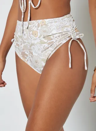 Side Tie Ruched Bikini Bottoms Multicolour 