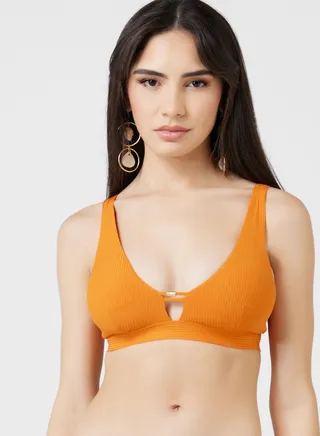 Cut Out Lace Detail Swim Top 
