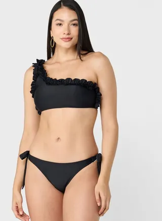 One Shoulder Ruffle Bikini Set 