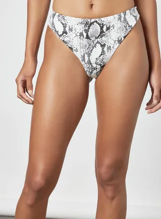 Snakeskin Print Bikini Bottom White 