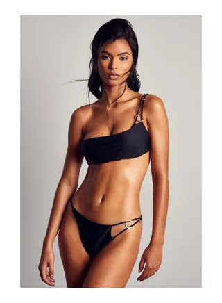 One Shoulder Ring Detail Bikini Set 