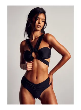 Ring Detail Ruched Bikini Set 