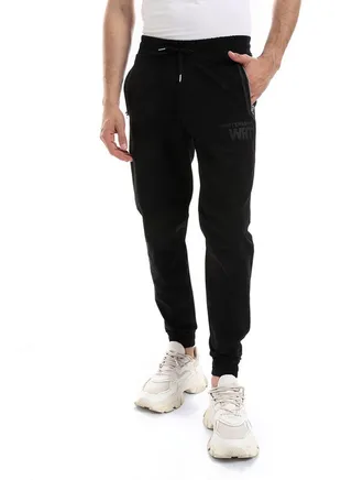 White Rabbit Side Zipper Pockets Plain Polyester Joggers 