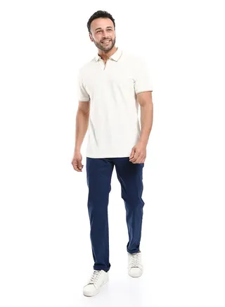 Straight Fit Gabardine Pants With Side Pockets 