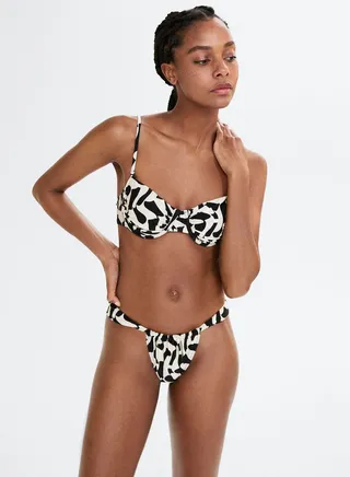 Printed High Leg Bikini Bottom 