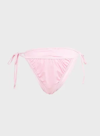 Ruched Thick Side Tie Bikini Bottom 