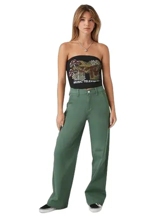 Twill Straight-Leg Pants 