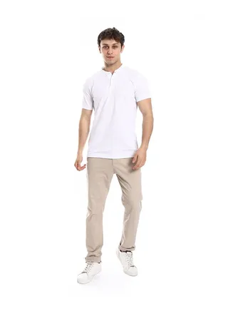 Casual Regular Fit Gabardine Pants _ Beige 