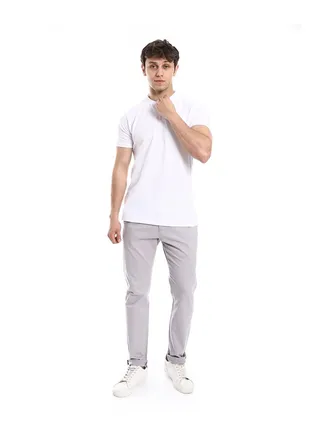 Casual Regular Fit Gabardine Pants _ Gray 