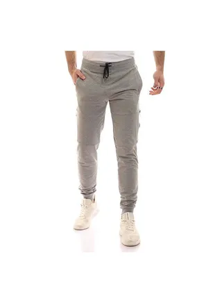 Elastic Waist With  Sweatpants with side zipper Grey 