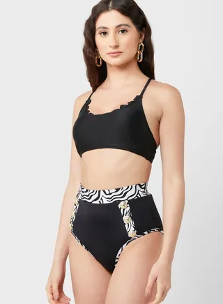 Button Detail Printed Brief 