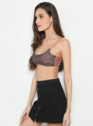 Patterned Bikini Top Powder Pink 