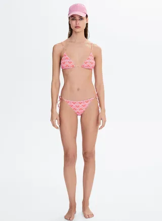 Printed Tie Detail Bikini Bottom 