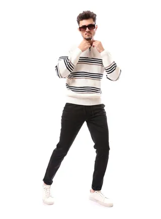 Polyester Casual Buttoned Trousers_Black 