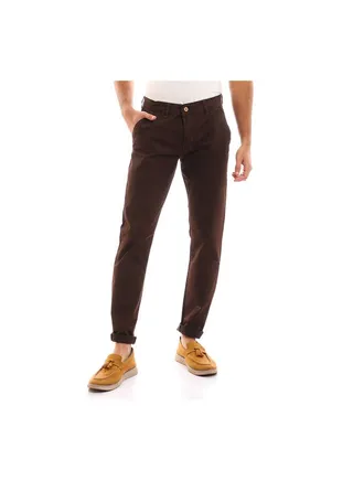 Casual Plain Basic Low Rise Pants Brown 