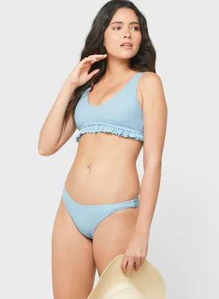 Ruffle Hem Crop Bikini Set 