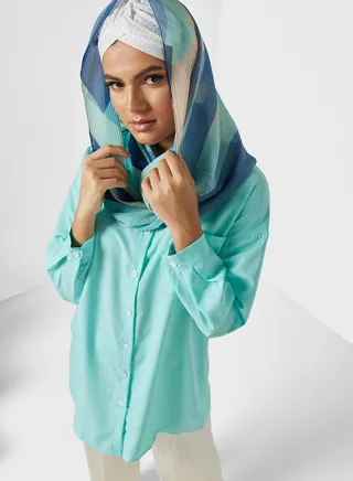 Basic Longline Button Down Shirt 