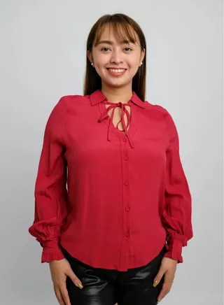 Women’s Button Down Tops Loose Fit Plain T-Shirt in Rio Red 