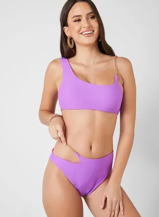Cut Out Detail High Waist Bikini Brief 