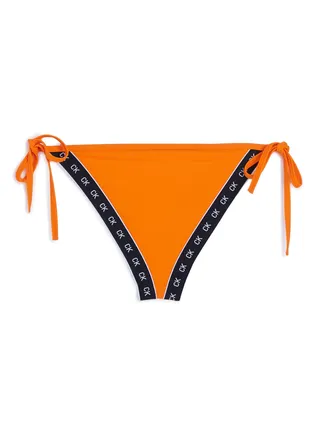 Cheeky String Side Tie Bikini Bottoms Orange/Blue 